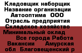 Кладовщик-наборщик › Название организации ­ Автооптима, ООО › Отрасль предприятия ­ Складское хозяйство › Минимальный оклад ­ 25 500 - Все города Работа » Вакансии   . Амурская обл.,Благовещенский р-н